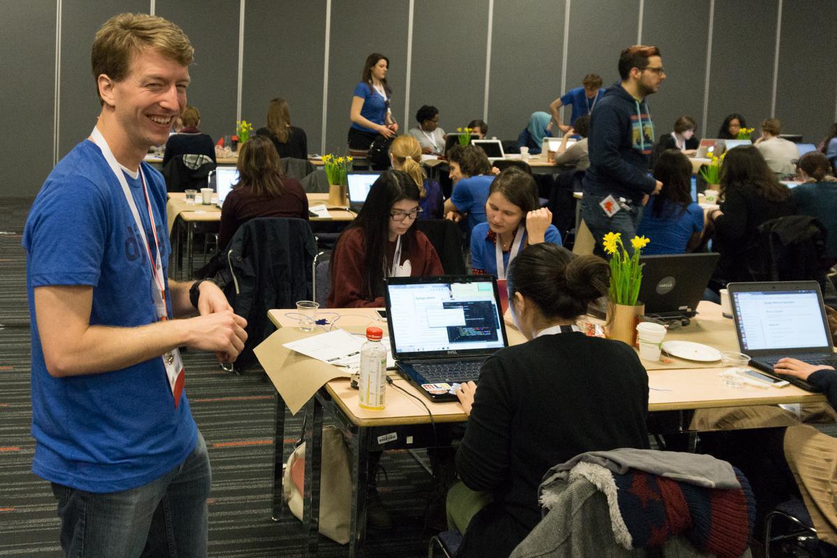 Mark Lavin coaching at Django Girls PyCon 2015